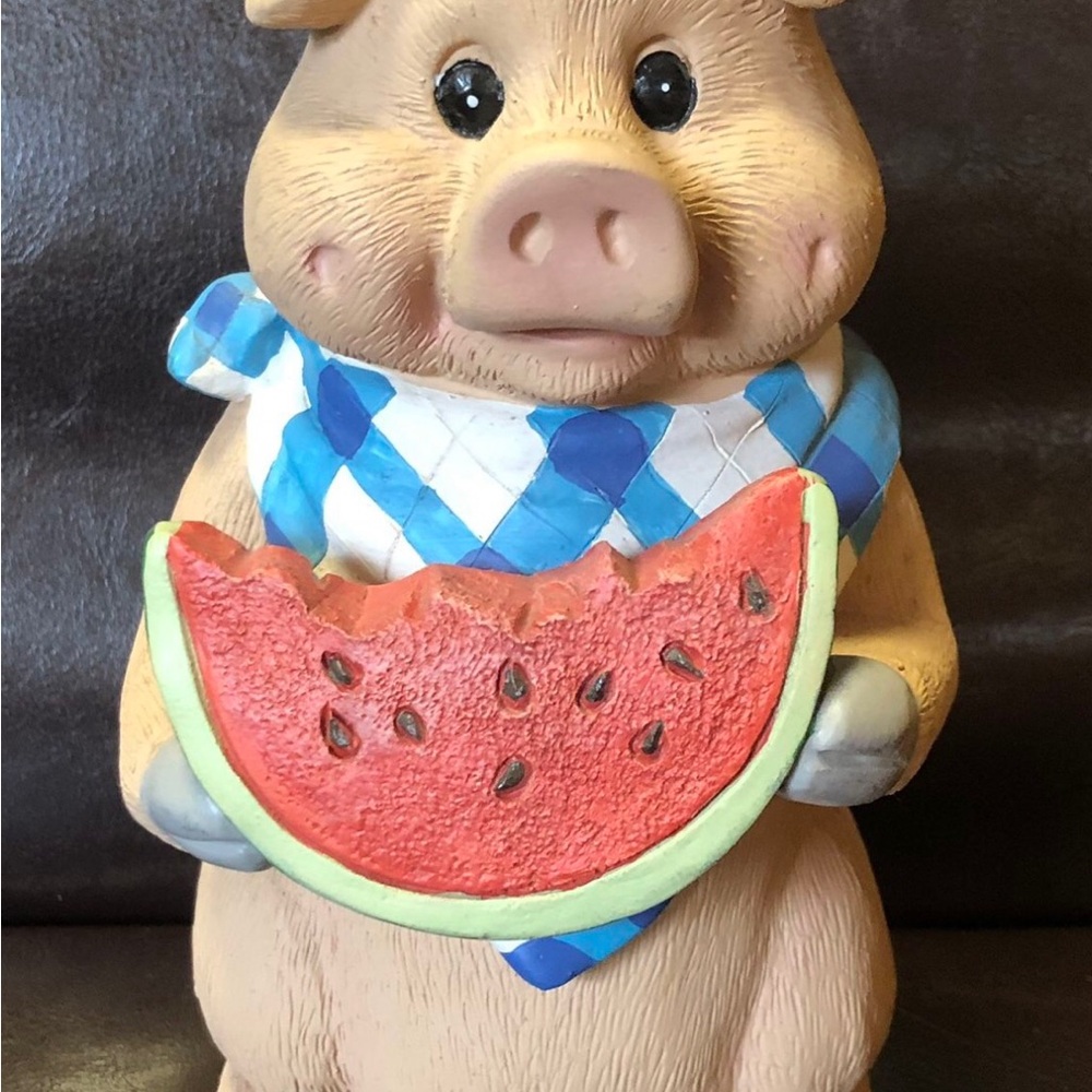 Animals Chowing Down “Baby Pig Eating Watermelon” 8” Figurine